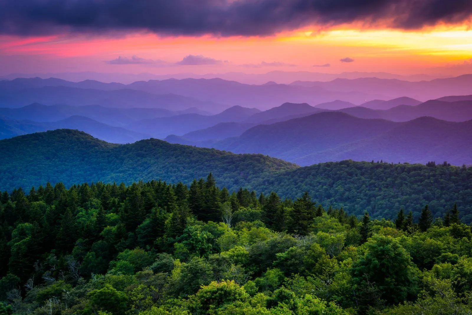 Mountain landscape at sunset